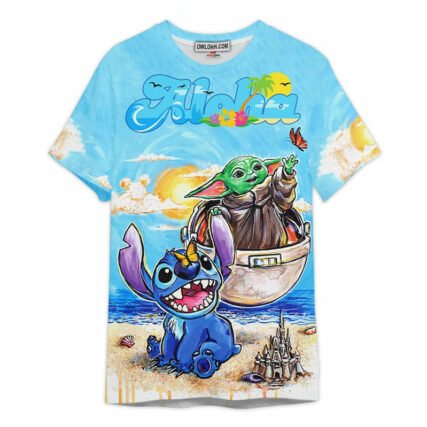 Star Wars Stitch And Baby Yoda Summer Gift For Fans T-Shirt