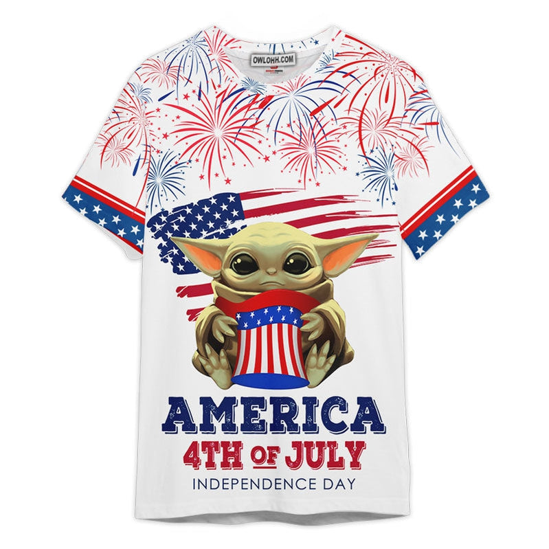Star Wars Baby Yoda America 4th of July Gift For Fans T-Shirt