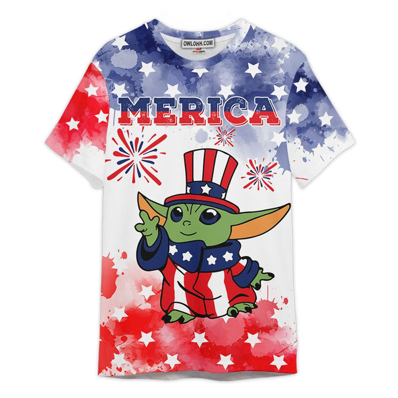 Star Wars Baby Yoda Merica Independence Day Gift For Fans T-Shirt