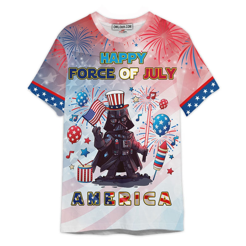 Star Wars Darth Vader Happy Force Of July America Gift For Fans T-Shirt
