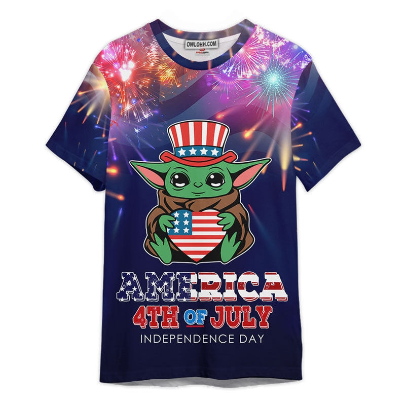 Star Wars Baby Yoda America 4th Of July Independence Day Gift For Fans T-Shirt