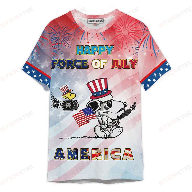 Star Wars Snoopy Happy Force Of July America Gift For Fans T-Shirt
