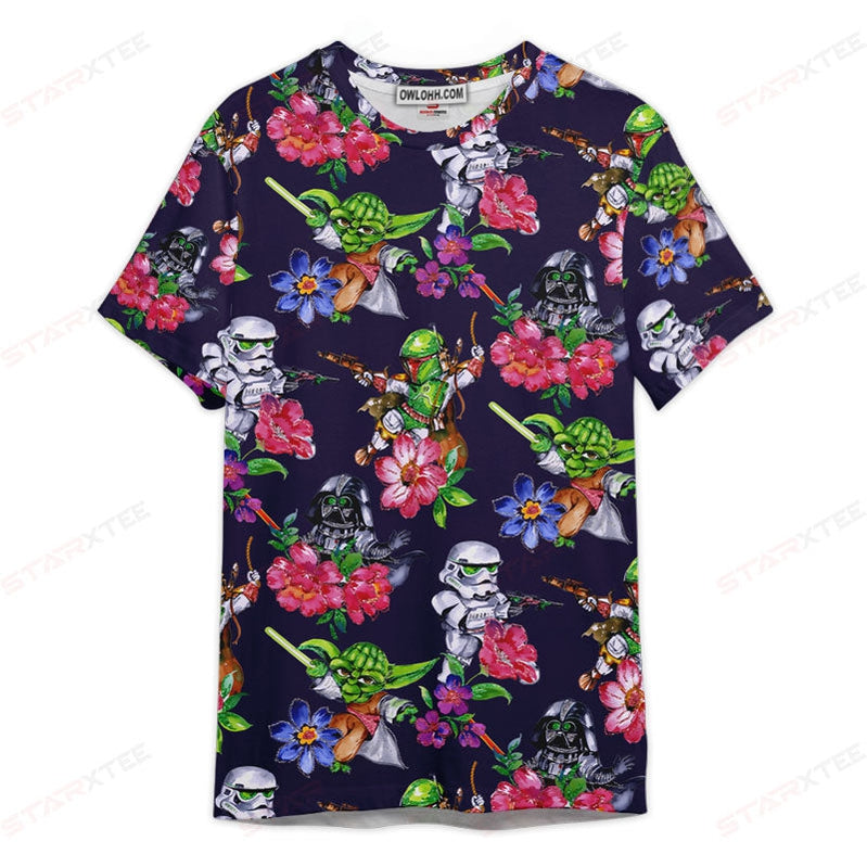 Star Wars Patter Flower Gift For Fans T-Shirt