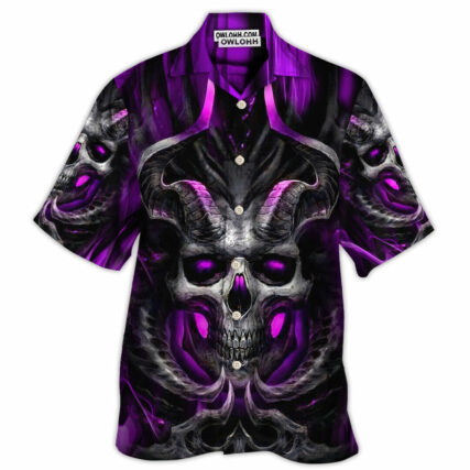 Skull Dark Purple Fire Lighting - Hawaiian Shirt - Owl Ohh - Owl Ohh