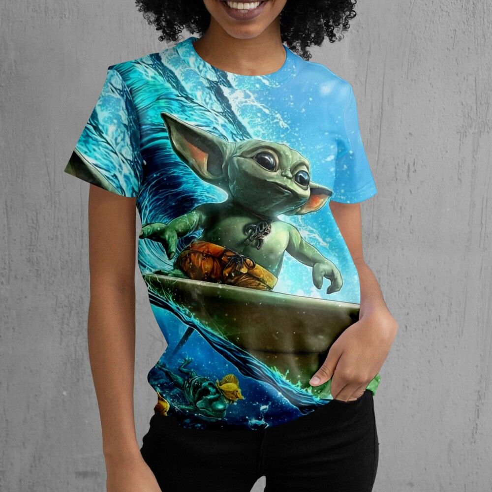 Star Wars Baby Yoda Surfing Gift For Fans T-Shirt