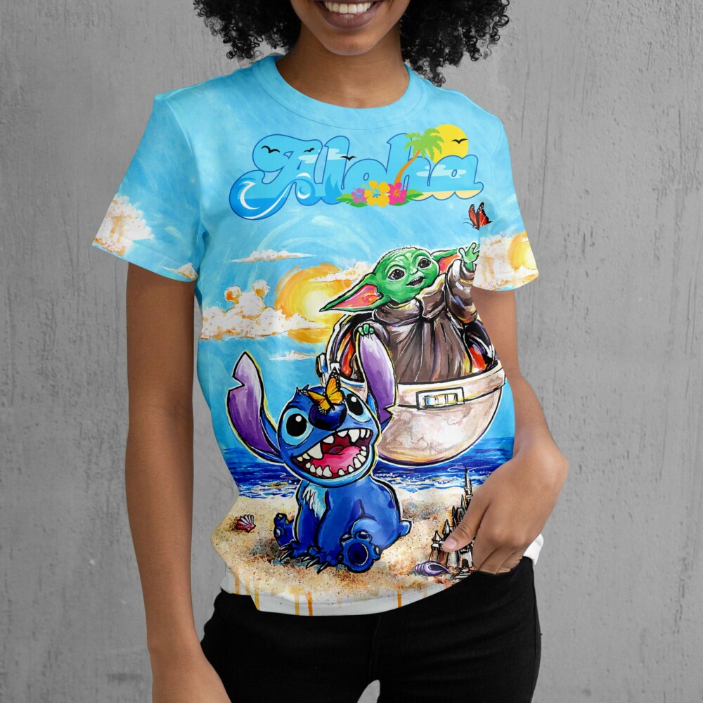 Star Wars Stitch And Baby Yoda Summer Gift For Fans T-Shirt