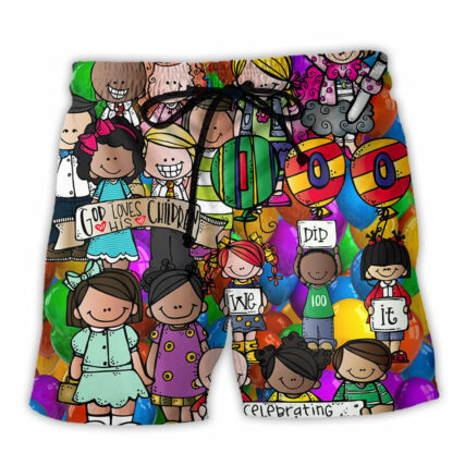 School 100 Days of School With Students - Beach Short - Owl Ohh - Owl Ohh