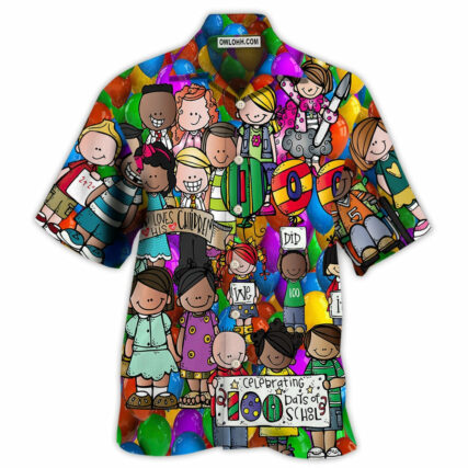 School 100 Days of School With Students - Hawaiian Shirt - Owl Ohh - Owl Ohh