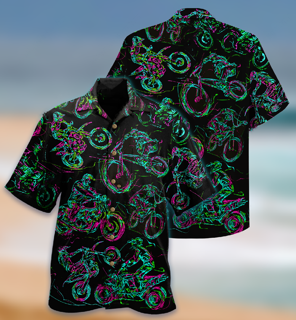 Motorcycle Lover Neon Light - Hawaiian Shirt - Owl Ohh - Owl Ohh