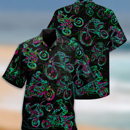 Motorcycle Lover Neon Light - Hawaiian Shirt - Owl Ohh - Owl Ohh