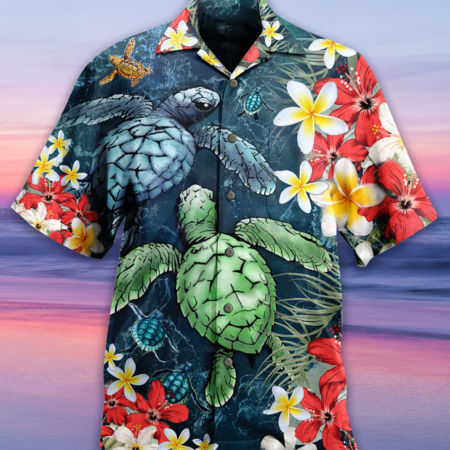 Turtle Love Flowers - Hawaiian Shirt - Owl Ohh - Owl Ohh