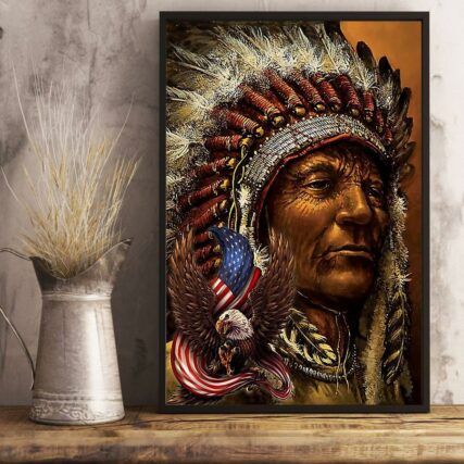 Native Peace Love Life Special With Eagle - Vertical Poster - Owl Ohh - Owl Ohh