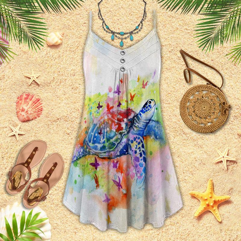 Turtle Love Ocean Colorful Style - Summer Dress - Owl Ohh - Owl Ohh