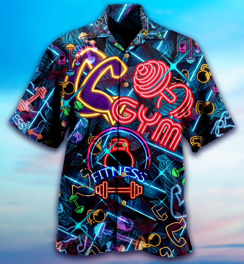 Gym Love Fitness Neon Style - Hawaiian Shirt - Owl Ohh - Owl Ohh