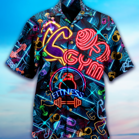 Gym Love Fitness Neon Style - Hawaiian Shirt - Owl Ohh - Owl Ohh