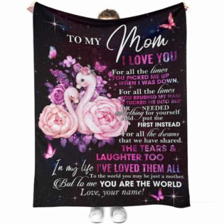 Flamingo To My Mom I Love You The World Personalized - Flannel Blanket - Owl Ohh - Owl Ohh