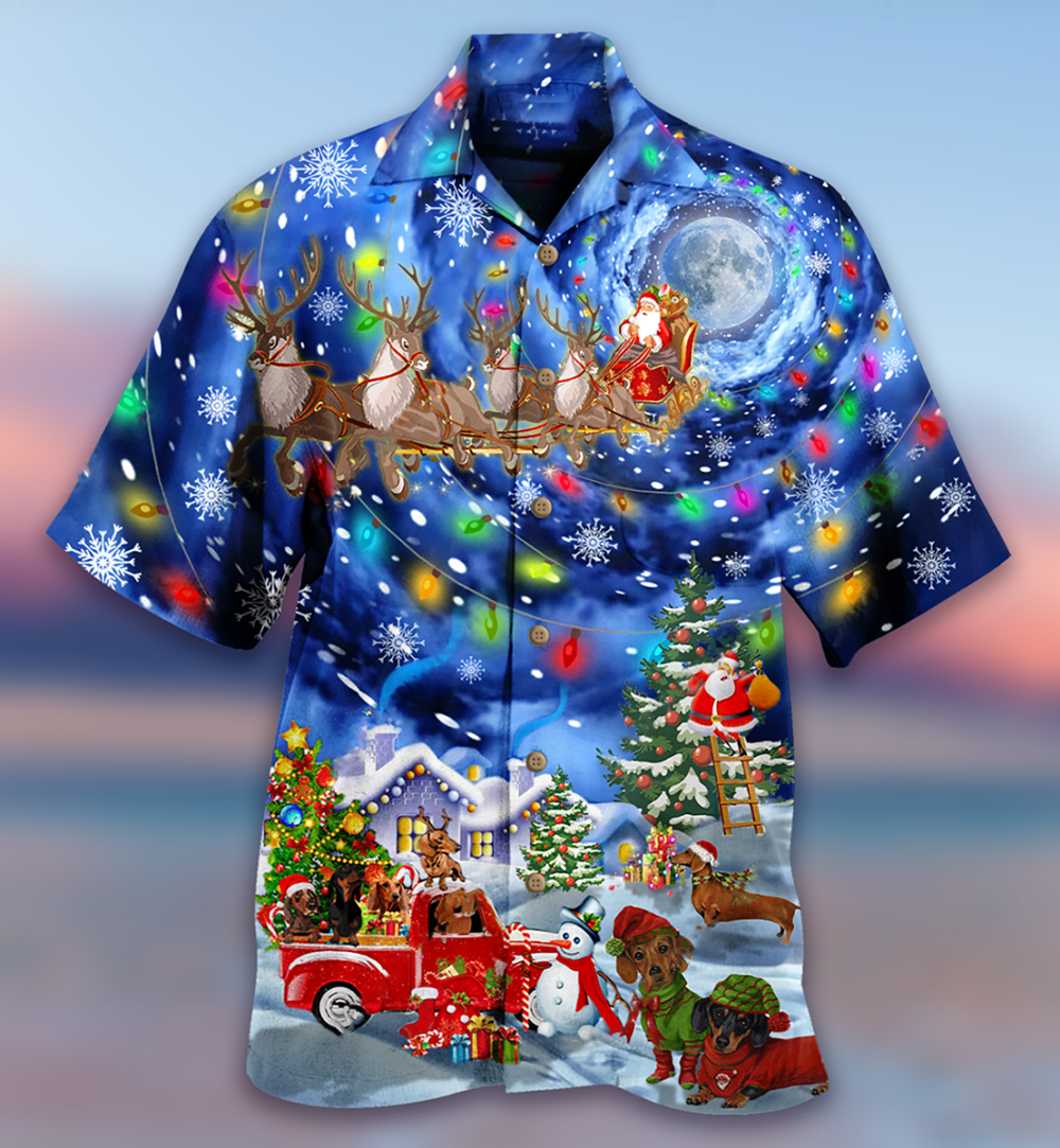 Dachshund Love Xmas Night - Hawaiian Shirt - Owl Ohh - Owl Ohh