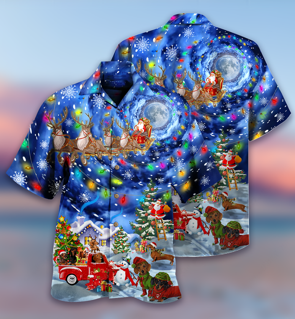 Dachshund Love Xmas Night - Hawaiian Shirt - Owl Ohh - Owl Ohh