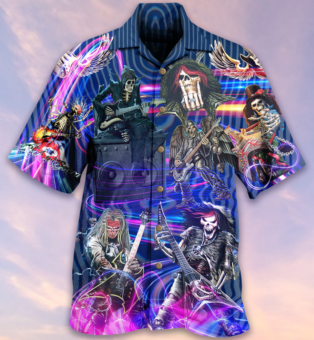 Guitar Skull Music Skull Crazy Purple - Hawaiian Shirt - Owl Ohh - Owl Ohh