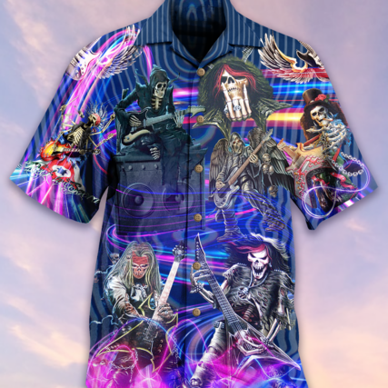 Guitar Skull Music Skull Crazy Purple - Hawaiian Shirt - Owl Ohh - Owl Ohh