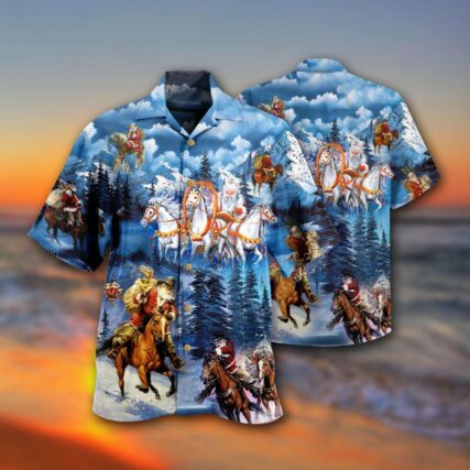 Horse And Santa Love Christmas - Hawaiian Shirt - Owl Ohh - Owl Ohh