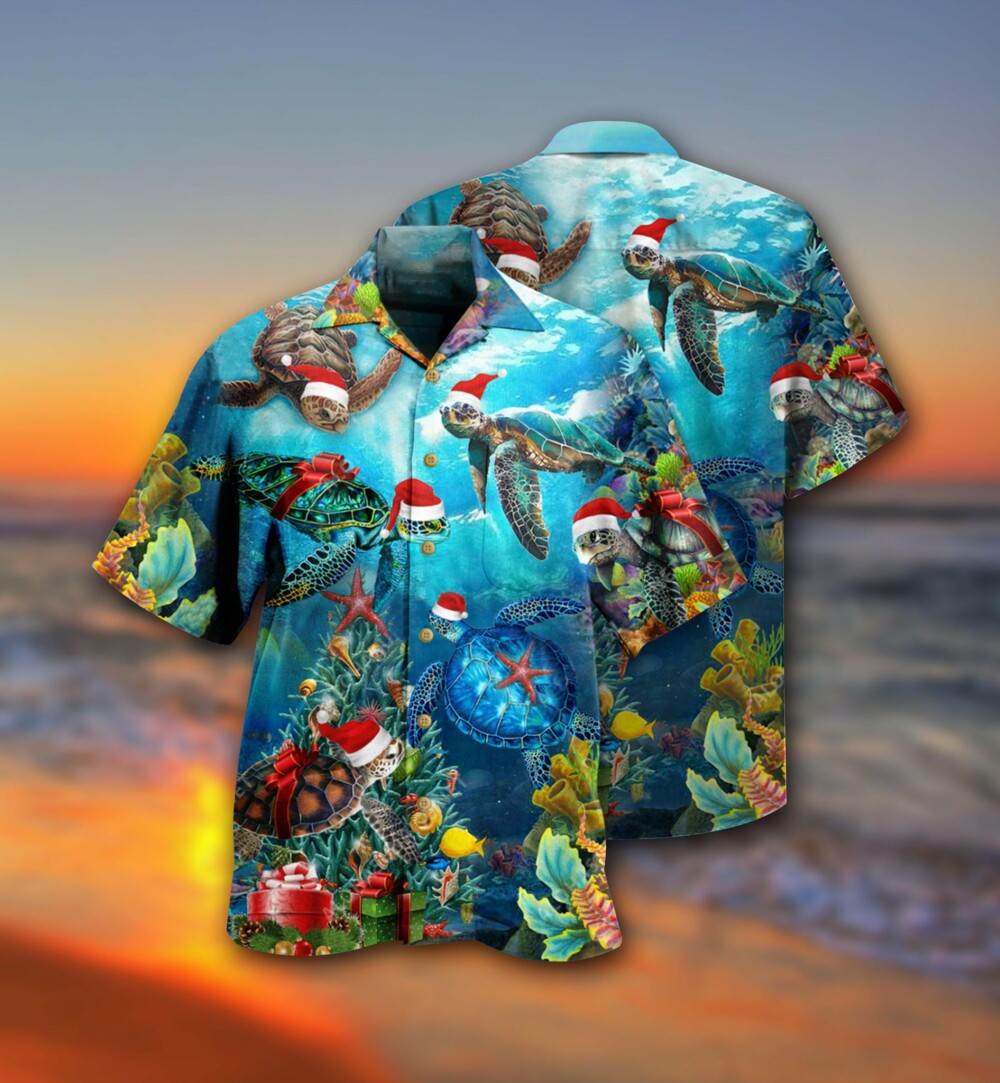 Turtle Love Christmas And Ocean - Hawaiian Shirt - Owl Ohh - Owl Ohh
