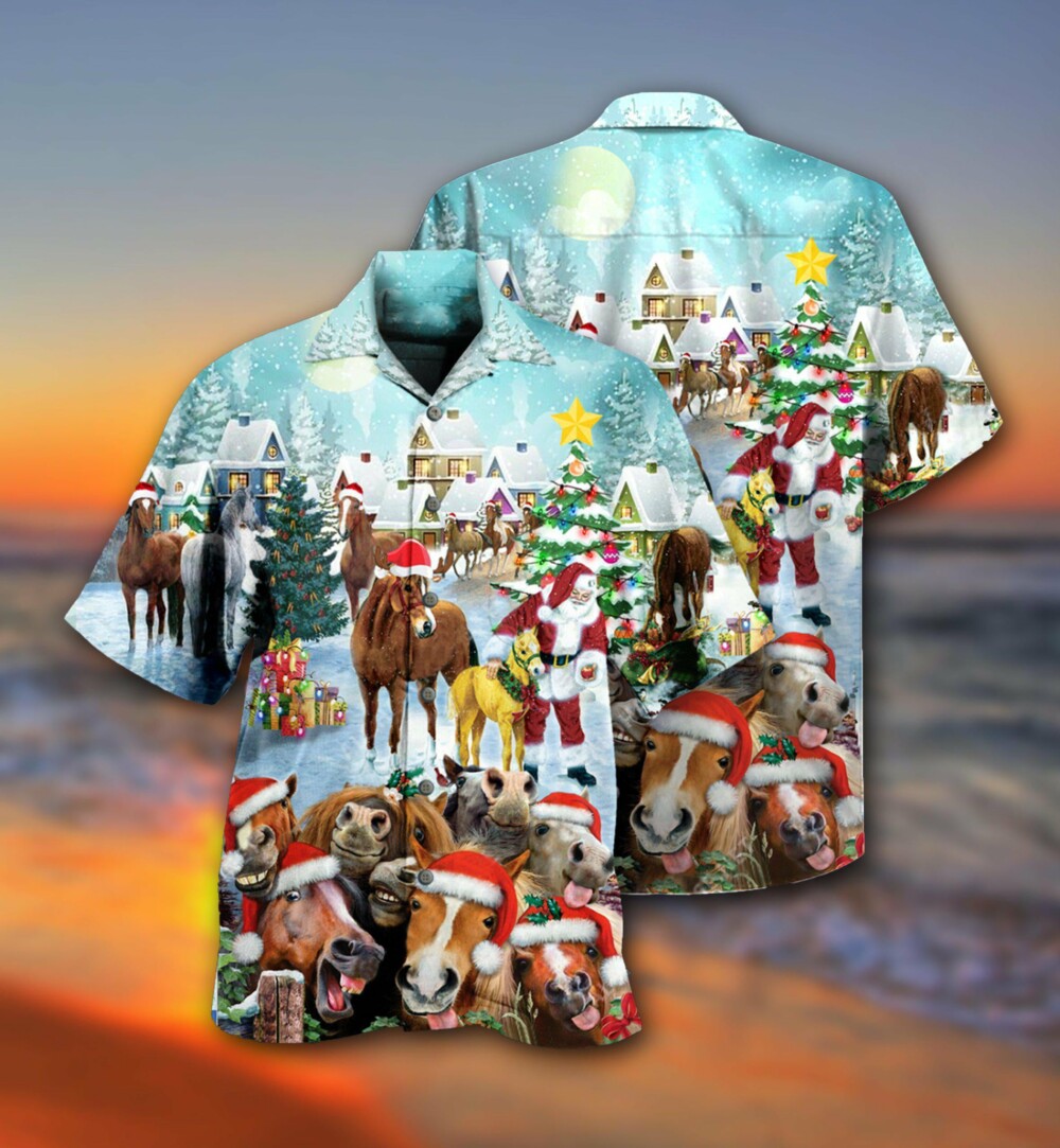 Horse Loves Christmas Very Happy - Hawaiian Shirt - Owl Ohh - Owl Ohh