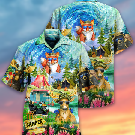 Camping Happy Animals - Hawaiian Shirt - Owl Ohh - Owl Ohh