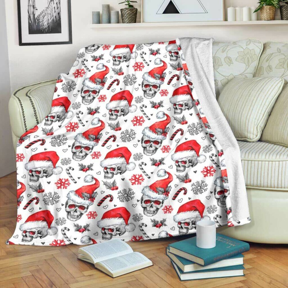 Skull Christmas So Happy - Flannel Blanket - Owl Ohh - Owl Ohh