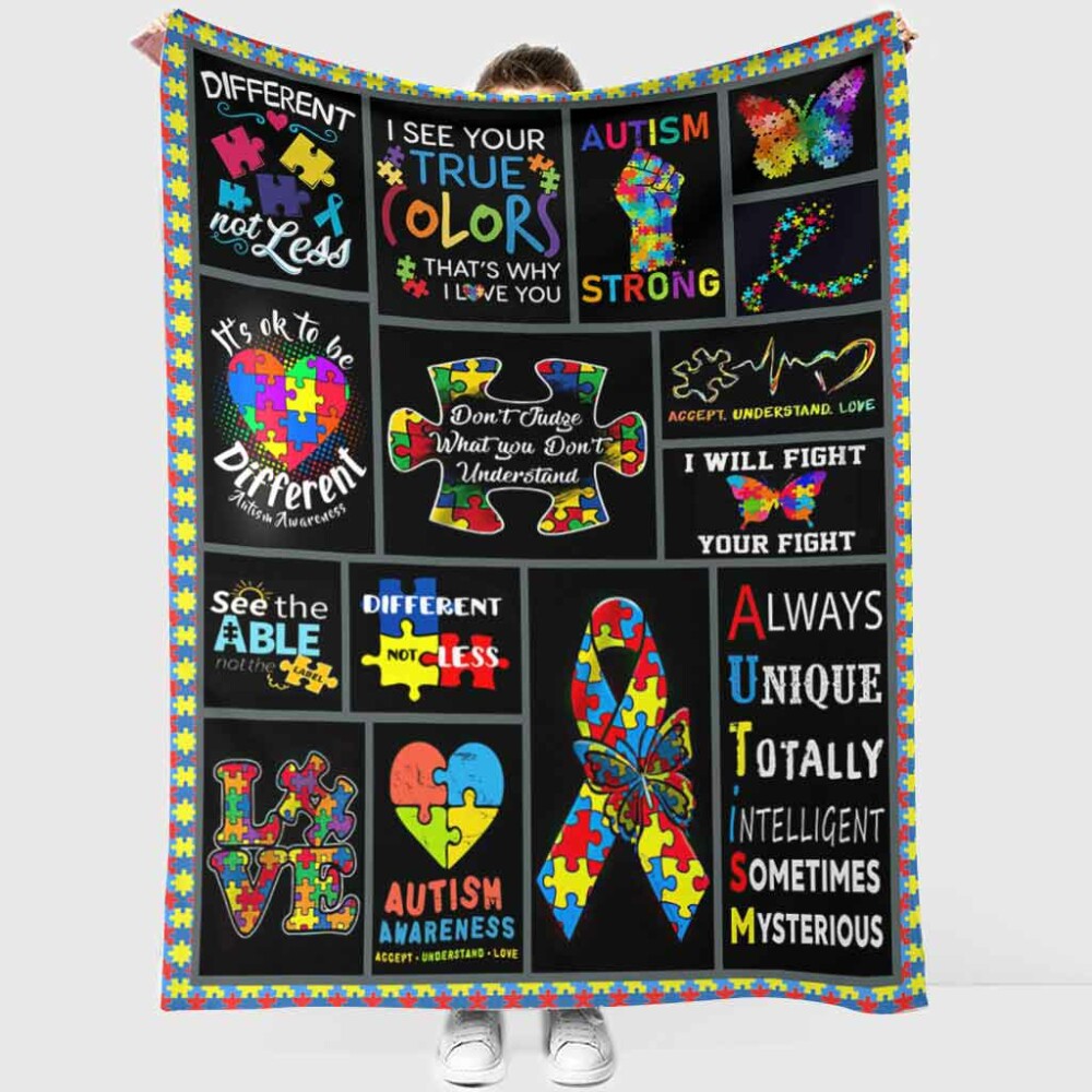 Autism Awareness Different True Colors - Flannel Blanket - Owl Ohh - Owl Ohh
