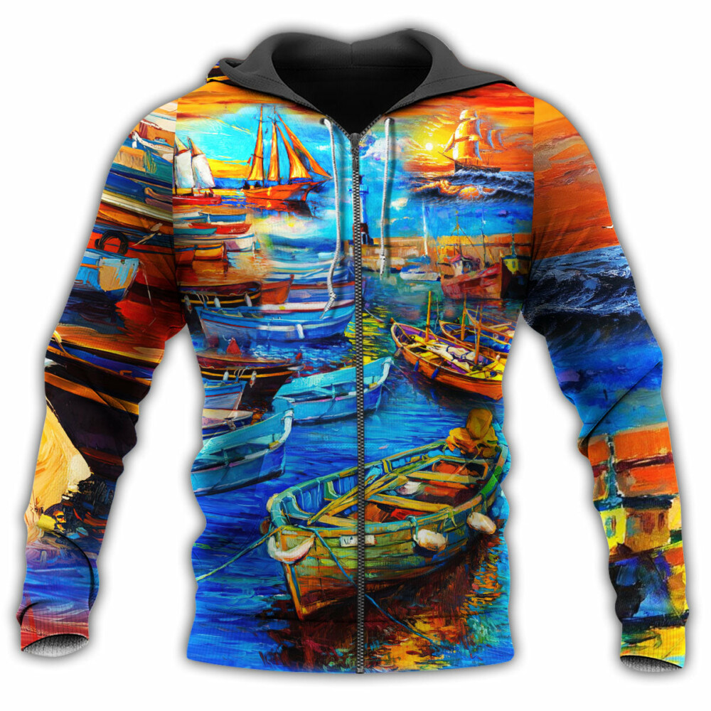 Boat The Bygone Days By The Harbor In The Sunset - Hoodie - Owl Ohh - Owl Ohh
