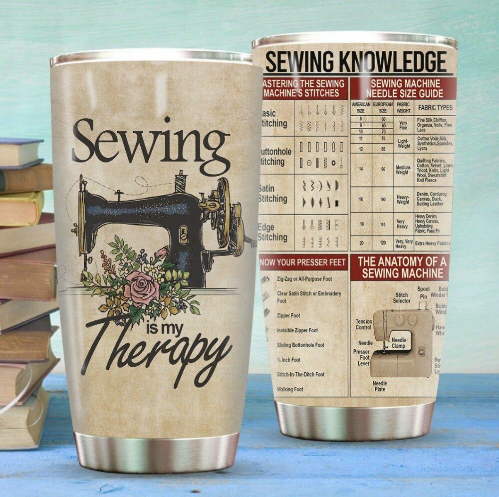 Sewing Is My Therapy - Tumbler - Owl Ohh - Owl Ohh