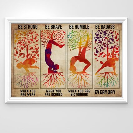 Yoga Love Peace Be Strong Be Brave - Horizontal Poster - Owl Ohh - Owl Ohh