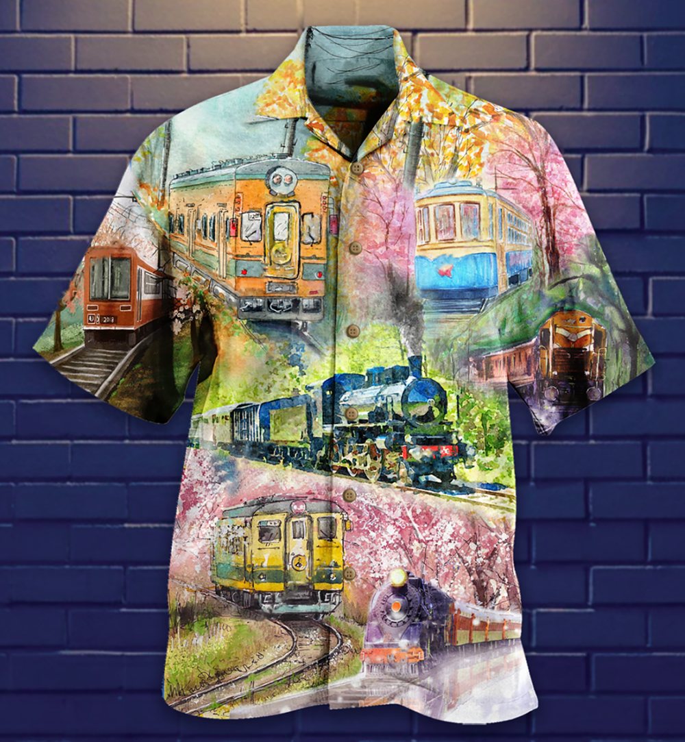 Train Love Flowers - Hawaiian Shirt - Owl Ohh - Owl Ohh