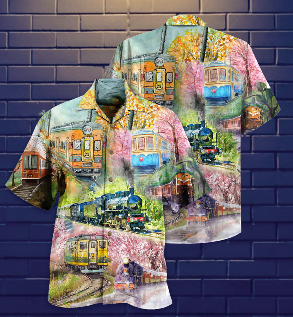 Train Love Flowers - Hawaiian Shirt - Owl Ohh - Owl Ohh