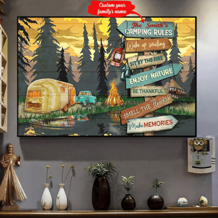 Camping Wake Up Smiling Sit By The Fire Personalized - Horizontal Poster - Owl Ohh - Owl Ohh