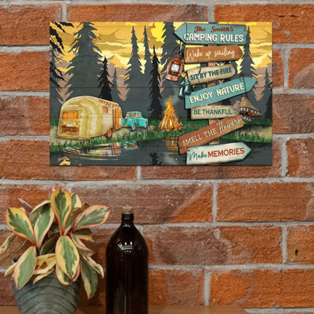 Camping Wake Up Smiling Sit By The Fire Personalized - Horizontal Poster - Owl Ohh - Owl Ohh