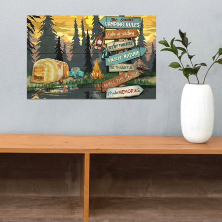 Camping Wake Up Smiling Sit By The Fire Personalized - Horizontal Poster - Owl Ohh - Owl Ohh