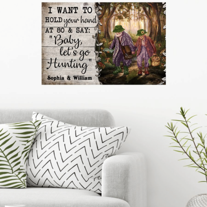 Hunting Mushroom Hunting Hold You Hand Personalized - Horizontal Poster - Owl Ohh - Owl Ohh