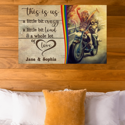 LGBT Lesbian Couple Motorcycle This Is Us Personalized - Horizontal Poster - Owl Ohh - Owl Ohh