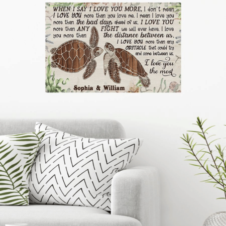 Turtle I Love You The Most Personalized - Horizontal Poster - Owl Ohh - Owl Ohh