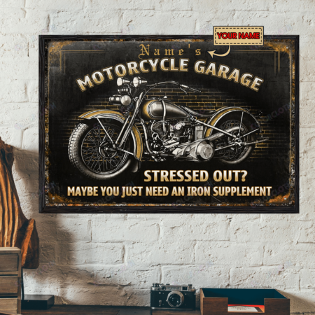 Motorcycle Garage Special Classic Personalized - Horizontal Poster - Owl Ohh - Owl Ohh