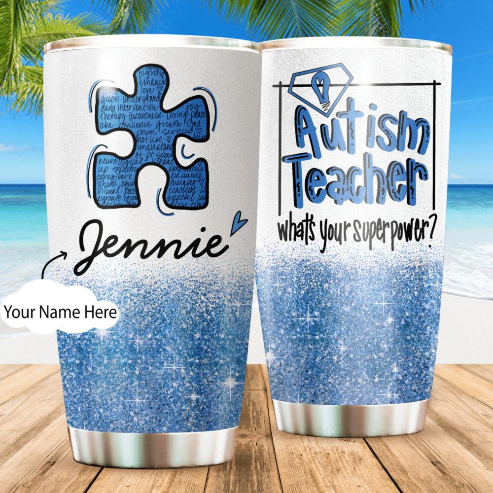 Autism Teacher In Blue Personalized - Tumbler - Owl Ohh - Owl Ohh