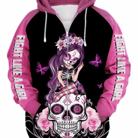 Skull Breast Cancer 02 Hoodie