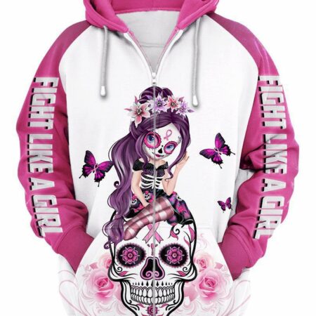 Skull Breast Cancer 02 Hoodie