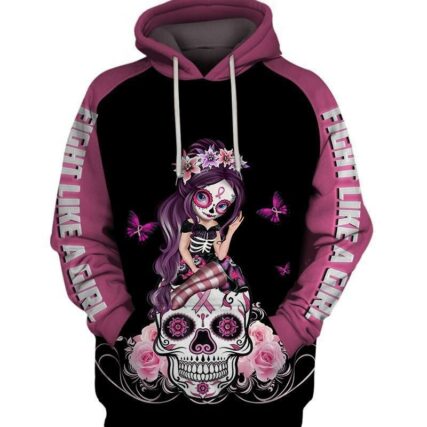 Skull Breast Cancer 02 Hoodie