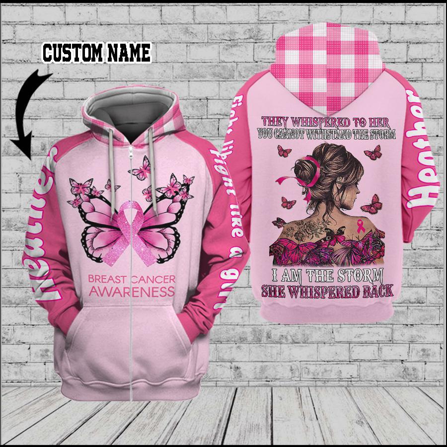 ON SALE Breast Cancer They whispered to her 03 Custom Hoodie