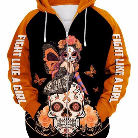 Skull Leukemia Cancer Awareness Hoodie