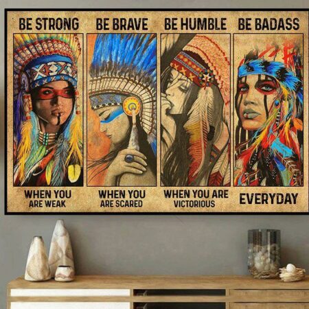 Native American Girls Peace Life - Horizontal Poster - Owl Ohh - Owl Ohh