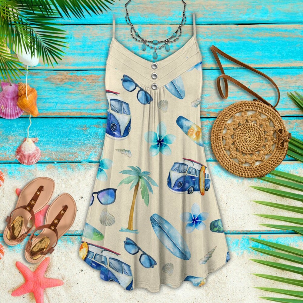 Beach Vibe With Palm And Sun Glass - Summer Dress - Owl Ohh - Owl Ohh